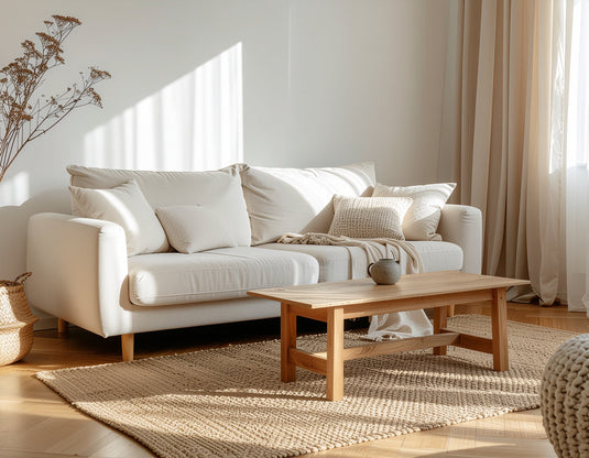 Minimalismo cálido en sala: menos muebles, más estilo